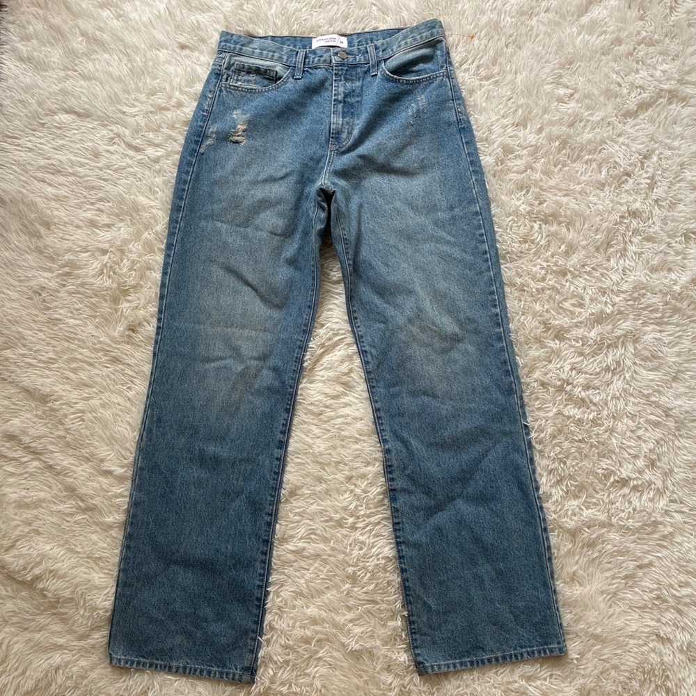 Just Black Denim Distressed Straight Wide Leg loose Light Jeans Made in USA 30